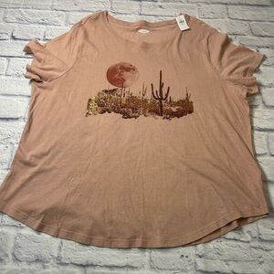 NWT Old Navy Desert Scene Graphic Tee in Salmon Color. Size XXL